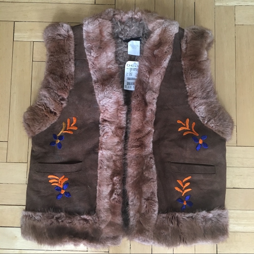 Bebe suede and fur vest sz S/M